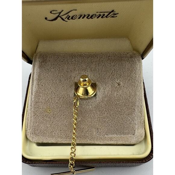 Vintage Krementz Gold Tone Oval Nugget Tie Tac New Old Stock In Original Box - Picture 7 of 9